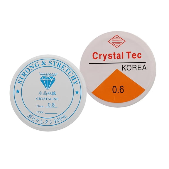 2 Pieces Stretchy Cord For Jewelry Making 0.6mm+ 0.8mm Elastic Fiber Glass Beads Weaving Elastic String Nylon Bead Stringing Material