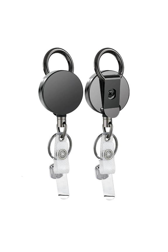 2 Pieces Sturdy Stainless Steel Retractable Keychain Tool Holder for Work