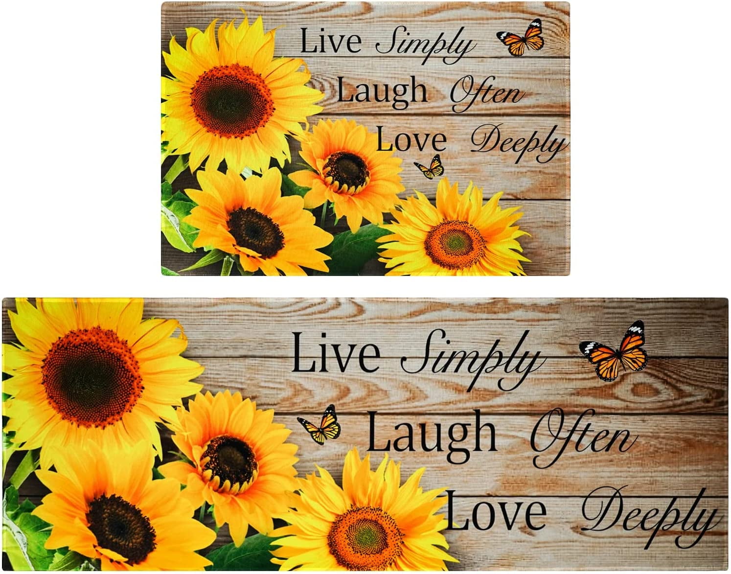 Sunflower Rugs For Kitchen 2 Pieces Sunflower Kitchen Rugs and Mats Sunflower on The Wooden ...