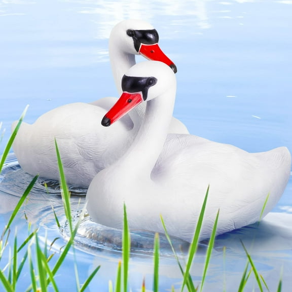 2 Pieces Swan Decoy Pond Bird Deterrent Decoration Goose Decoys Hunting Floating Decoys Garden Pond Decoration for Fields or Float on The Water Pool, Duck Deterrents for Pools