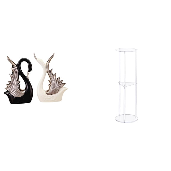 2 Pieces Swan Statue Acrylic Side Table Artistic Design for Living Room Office Wedding Party and Bedroom Decor