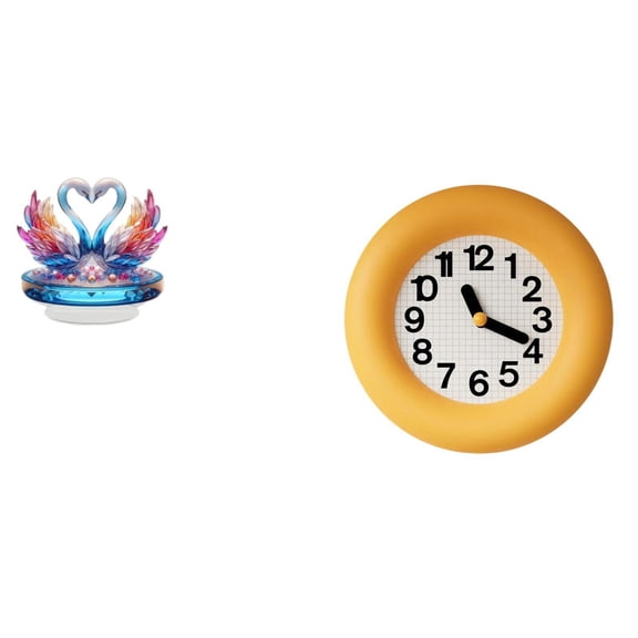 2 Pieces Swan Tabletop Decoration Wall Clock Goose Statue Acrylic Material Kitchen Dining Bedroom Gift