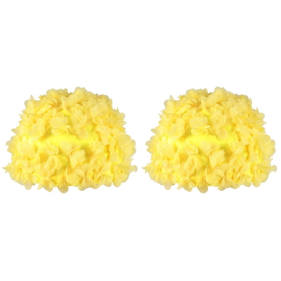 FOLOYORI Fashion Swim Cap Yellow Lightweight Hair and Ear Protection 2Pcs
