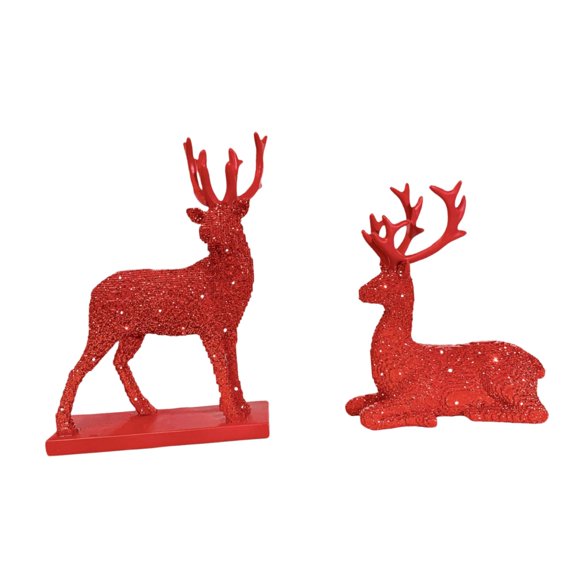 2 Pieces Tabletop Ornament Animal Statue Deer Figurines in a Modern Resin Design for Living Room Cabinet Decor
