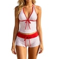 thumbnail image 1 of 2 Pieces Tankinis Swimwear for Women Halter Polka Dot Y2K Cute Coquette Tankini with Shorts Bathing Suit, 1 of 7