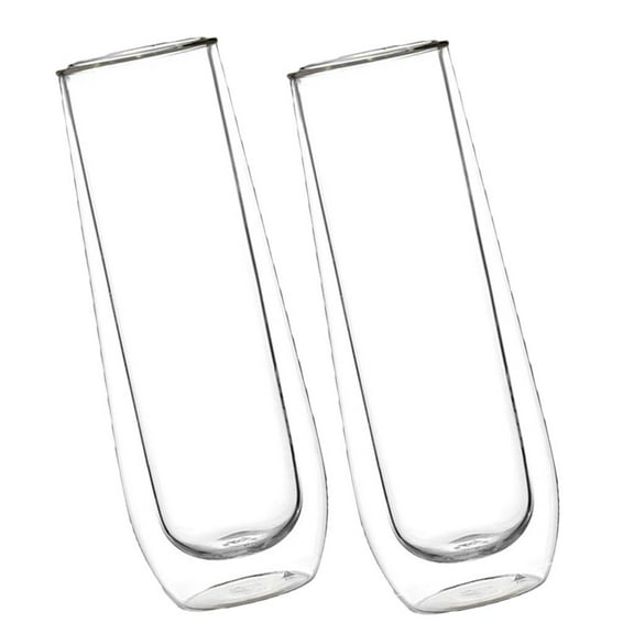 2 Pieces Thermal Coffee Champagne Glass, Clear, Transparent for Juice/Milk/Tea, 101~200 mL