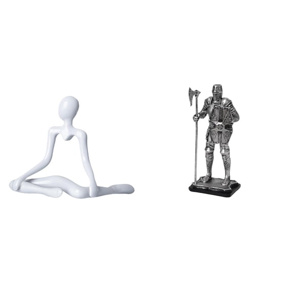 2 Pieces Thinker Abstract Sculpture Desktop Figurine Knight Statue Resin Material for Entryway Office Living Room Decor