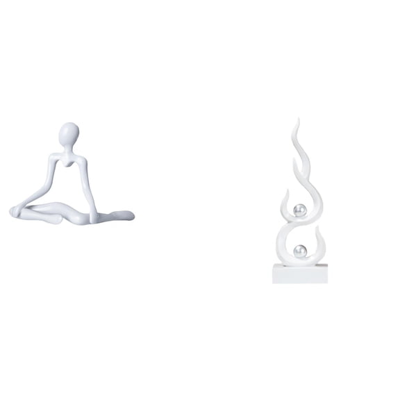 2 Pieces Thinker Abstract Sculpture Fire Statue Desktop Figurine PP Material for Living Room Entrance Shelf Decoration