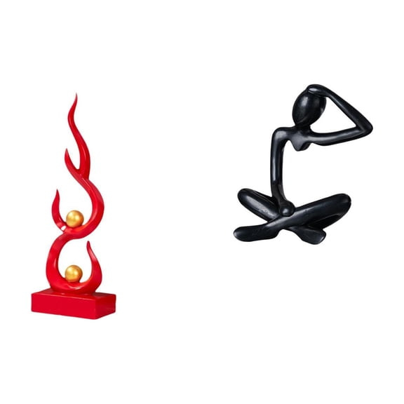 2 Pieces Thinker Statue Abstract Art Sculpture Resin Construction for Bookshelf Office Tabletop Ornament