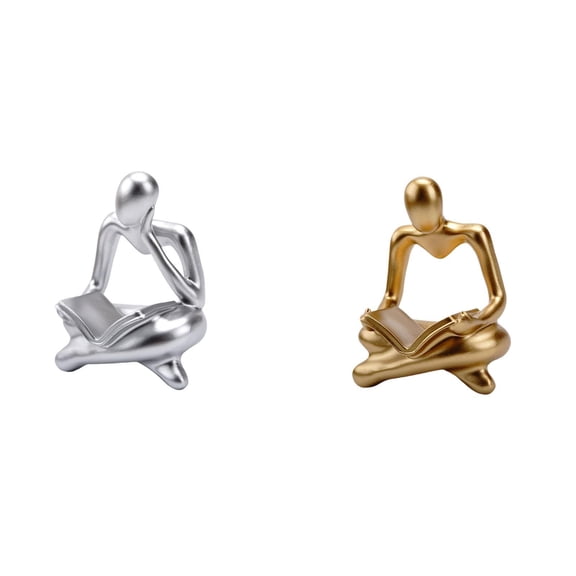 2 Pieces Thinker Statue Abstract Figurine Human Sculpture Resin Craft for Tabletop Living Room Office Shelf Decoration