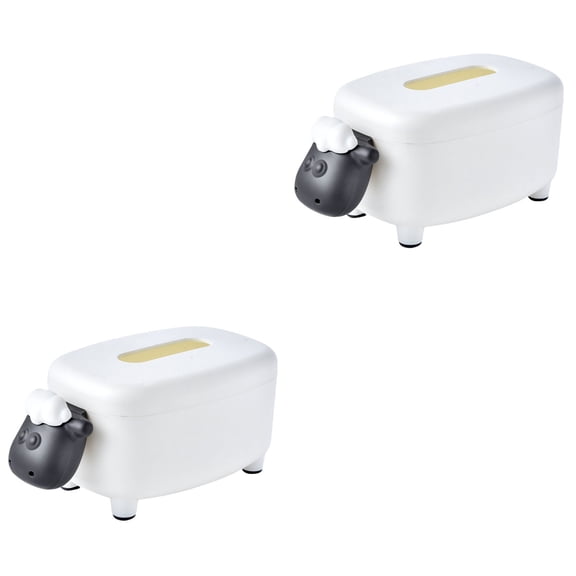 2-Pack White Tissue Box Dispensers with Built-in Phone Stand Holder for Car and Tabletop, Multi-Functional and Convenient Design