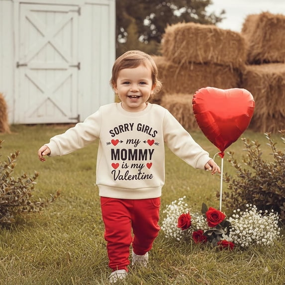 2 Pieces Toddlers Girls Outfits Cartoon Heart Shape Letter Print Casual ...