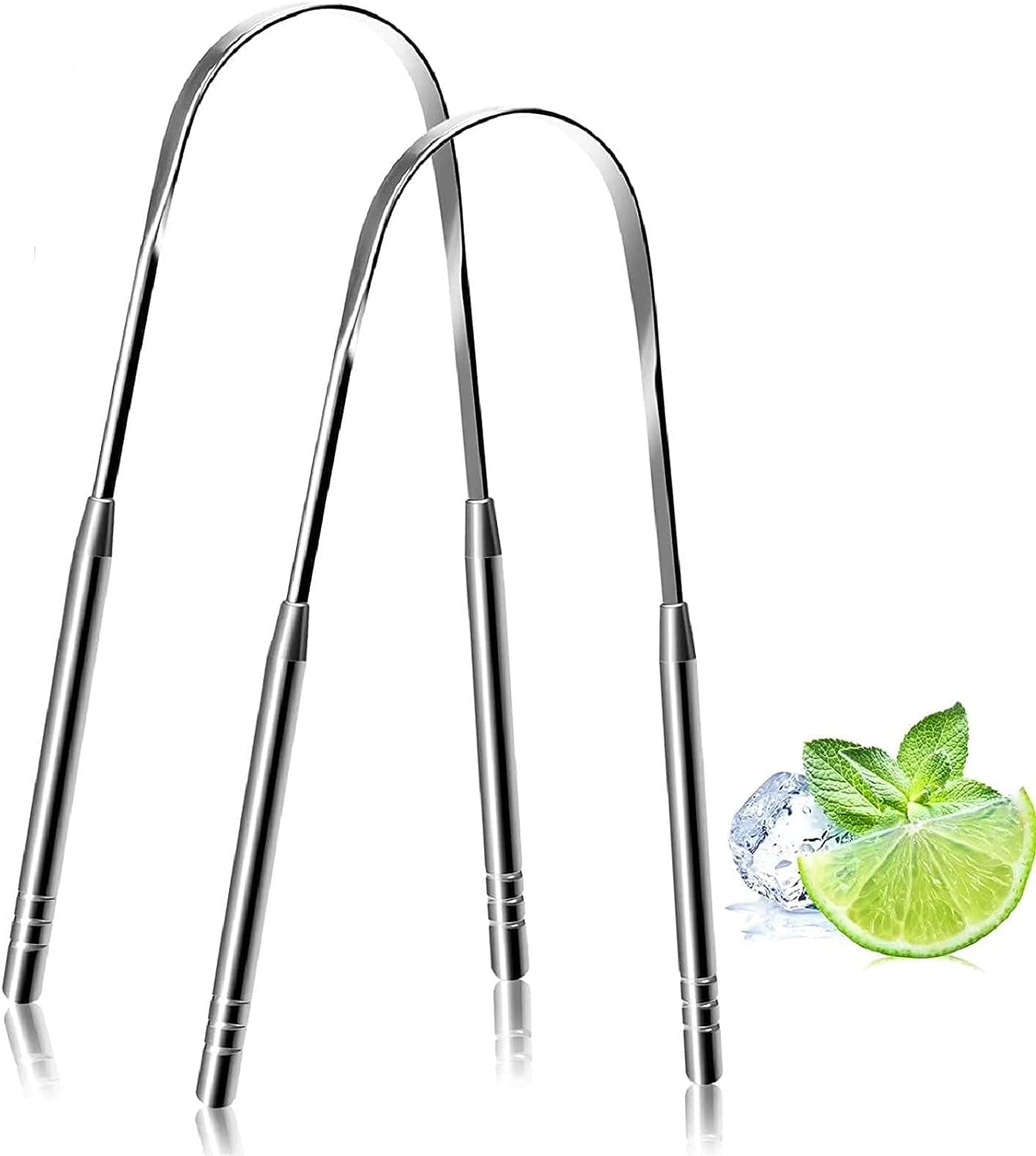 2 Pieces Tongue Scrapers, Reduce Bad Breath (Medical Grade), Stainless Steel Tongue Cleaners, Metal Tounge Scrappers, Tongue Scraper Cleaner for Fresh Breath