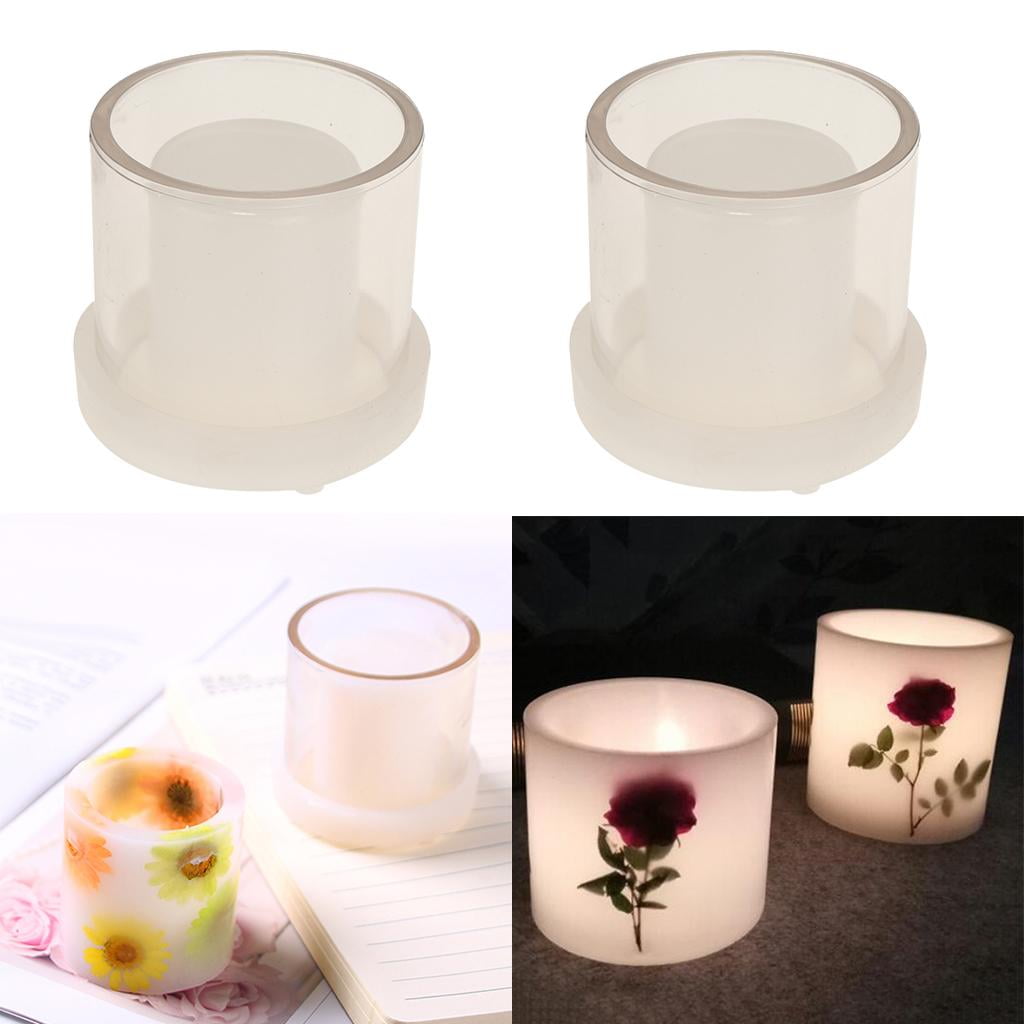 2 Pieces Transparent Candle Molds Cylinder Hollow for DIY s Valentine Day Gifts, 50mm