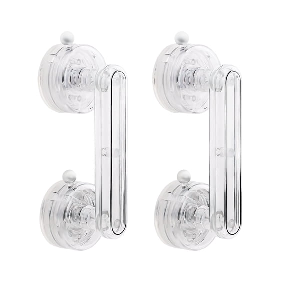 2 Pieces Transparent Suction Cup Handle for Sliding Glass Door, Hole-Free Waterproof Suction Grab Bars for Shower Heavy Duty Window Kitchen Drawer Bathroom