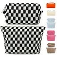 thumbnail image 1 of Fammart 2 Pieces Travel Makeup Bag, Checkered Cosmetic Bag Make Up Organizer Case for Women, Small Toiletry Bag Skincare Pouch for Toiletries Accessories Brushes, 1 of 9