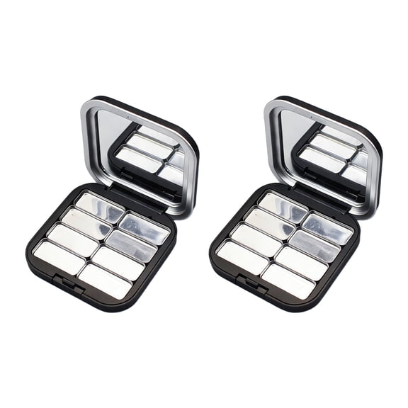 2 Pieces Travel Powder Holder With Strong Magnet Seal Portable Empty Eyeshadow Palette For Home And Offices