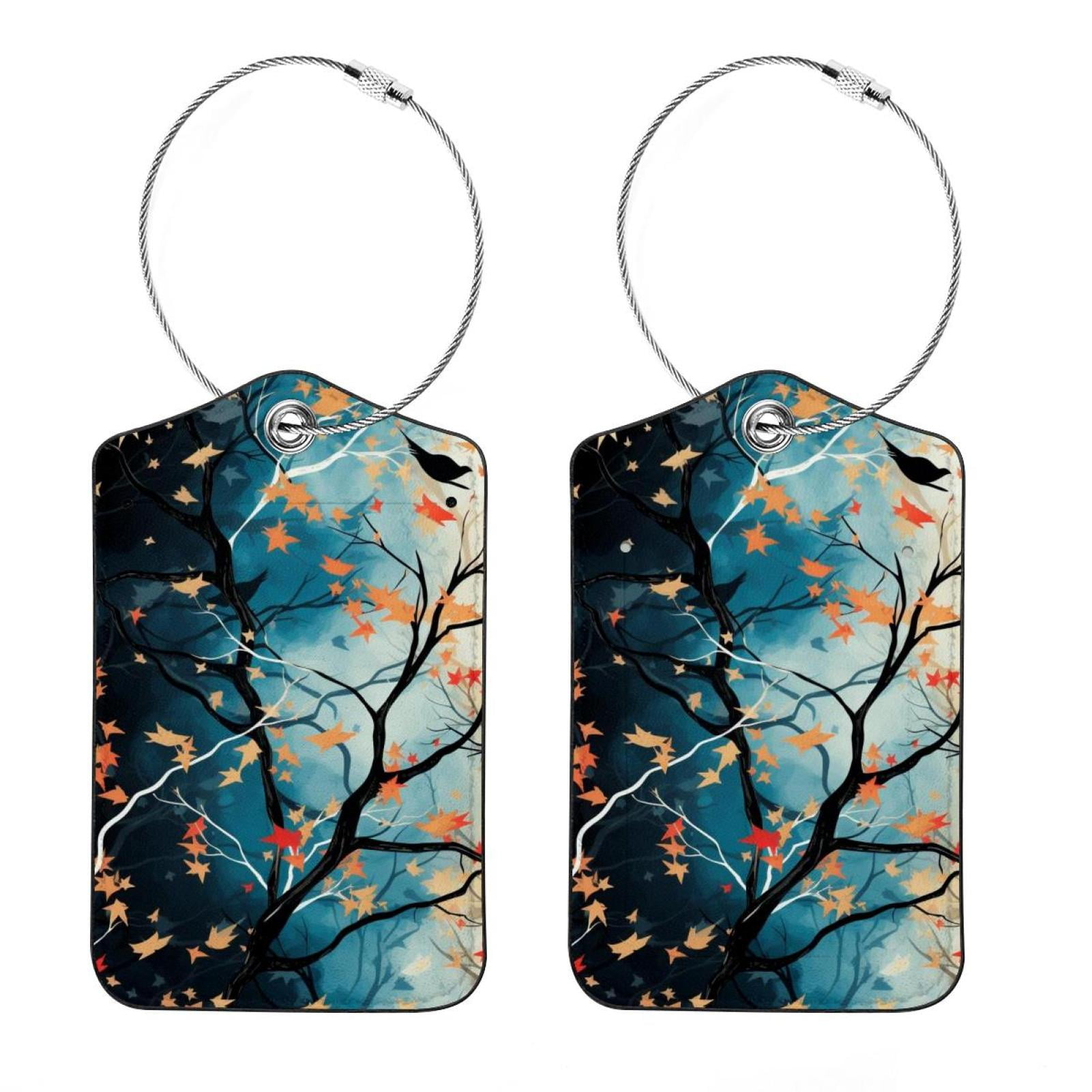 2 Pieces Tree Luggage Tags with Full Back Privacy Cover /Steel Loops ...