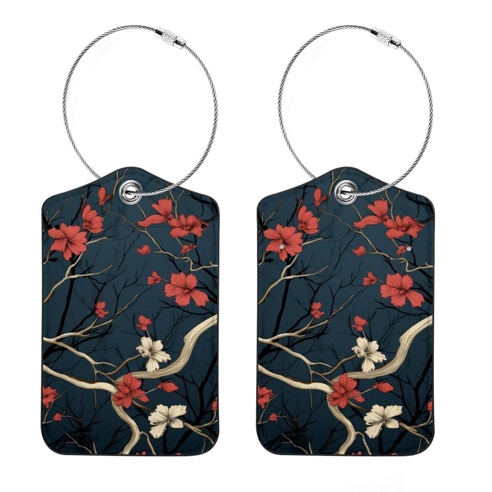 2 Pieces Tree Luggage Tags with Full Back Privacy Cover /Steel Loops ...