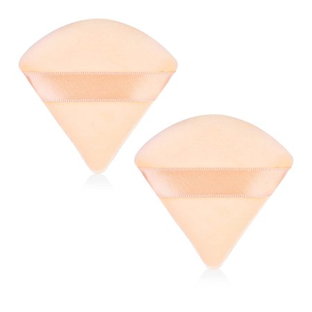 2 Pieces Triangle Powder Puff Face Makeup Sponge Wedge Shape with Strap Soft Velour Powders Puffs for Mineral Powder Cosmetic Loose Powder Body Powder Wet Dry Foundation Beauty Tool
