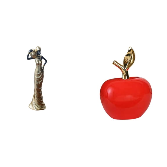 2 Pieces Tribal Lady Statue Desktop Figurine Ceramic Material for Home Office Living Room Decor