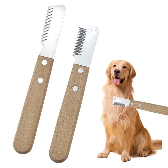 OPALESQUE 2 Pieces Trimming Knife Dog: Trimming Knife for Dogs Hair Distance Meter and Hair Removal Combs, Professional Trimming Knife Ergonomic Handle Used for Dog Cat