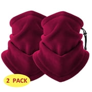 2 Pieces Tube Neck Gaiter Scarf Thermal Wind-Resistant Neck Warmer for Skiing Hiking Rose Red