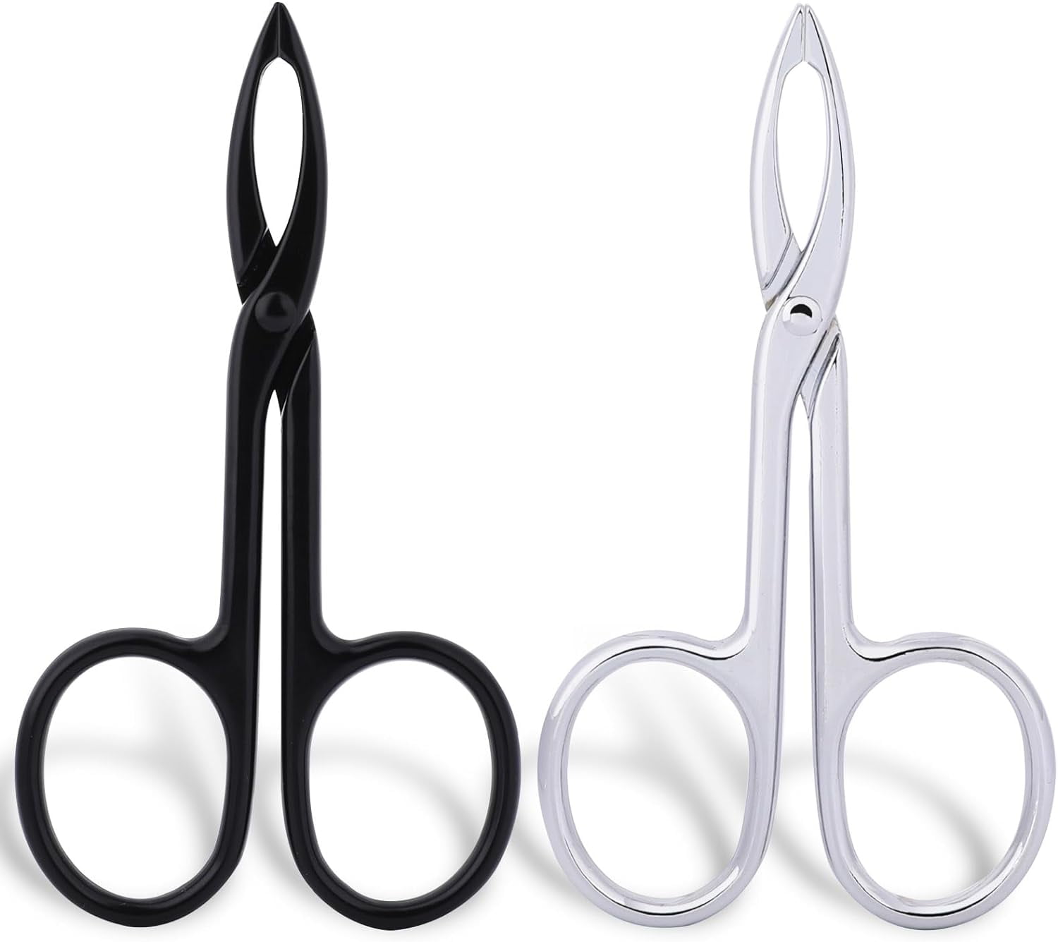2 Pieces Tweezers Scissor Handle Slant Tip Eyebrows Tweezers Scissors