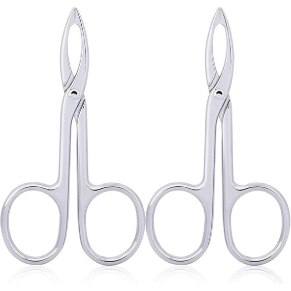 2 Pieces Tweezers Scissor Handle Slant Tip Eyebrows Tweezers Scissors Shaped Eyebrow Plucker Tweezers for Facial Hair Plucker Remover Eyebrows Care(Straight Tip,silver&silver)