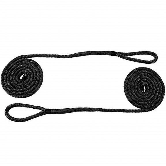 2 Pieces US Ropes Nylon Double Braided Fender Line 3/8" x 6' Black