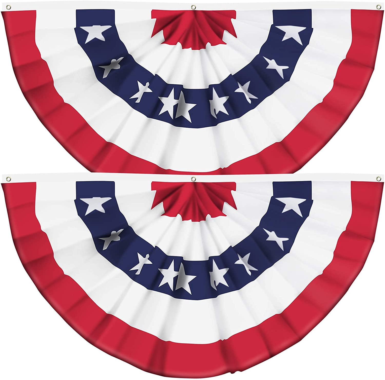 EFINNY 3 ft x 5 ft Polyester USA Pleated Fan Outdoor Flag, UV Resistant (2 Pack)