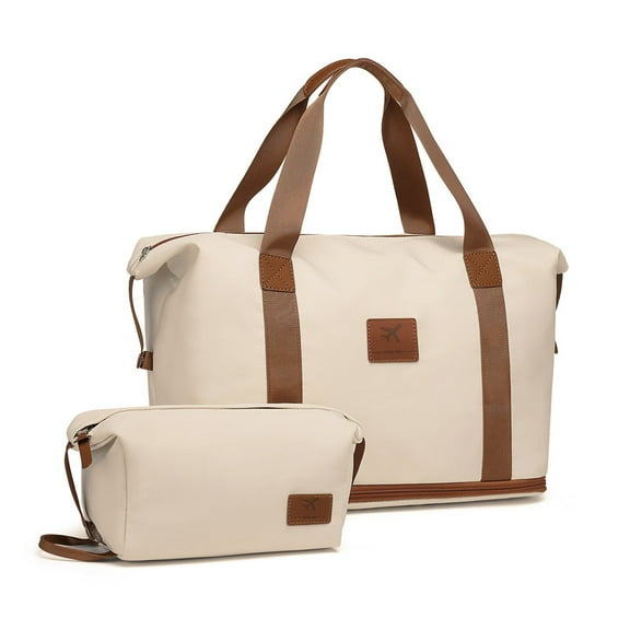 Joyway 2 Piece Travel Duffel Bag Set Waterproof Carry-On Weekender Bag with Toiletry Bag, Lightweight Expandable Overnight Luggage for Women & Men