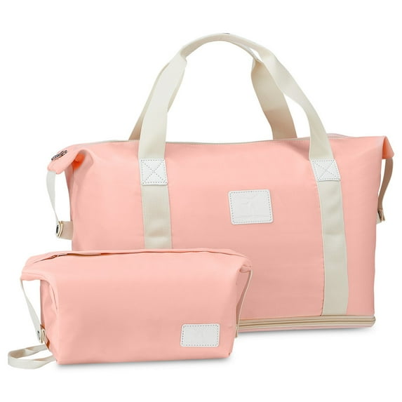 Joyway 2 Piece Travel Duffel Bag Set Waterproof Carry-On Weekender Bag with Toiletry Bag, Lightweight Expandable Overnight Luggage for Women & Men