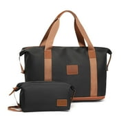 JOYWAY 2 Piece Travel Duffel Bag Set Waterproof Carry-On Weekender Bag with Toiletry Bag, Lightweight Expandable Overnight Luggage for Women & Men