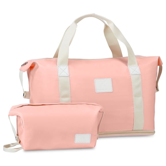 Joyway 2 Piece Travel Duffel Bag Set Waterproof Carry-On Weekender Bag with Toiletry Bag, Lightweight Expandable Overnight Luggage for Women & Men