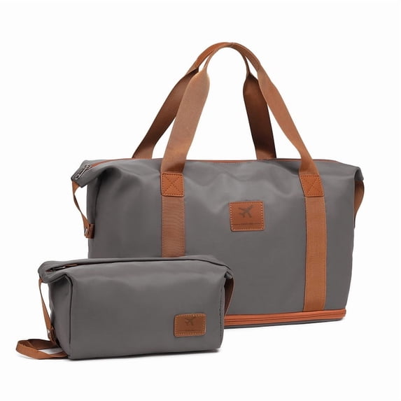 Joyway 2 Piece Travel Duffel Bag Set Waterproof Carry-On Weekender Bag with Toiletry Bag, Lightweight Expandable Overnight Luggage for Women & Men