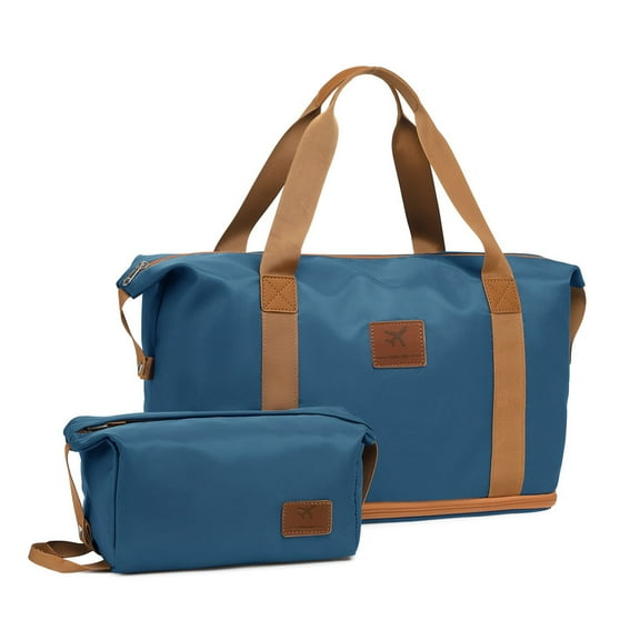 Joyway 2 Piece Travel Duffel Bag Set Waterproof Carry-On Weekender Bag with Toiletry Bag, Lightweight Expandable Overnight Luggage for Women & Men