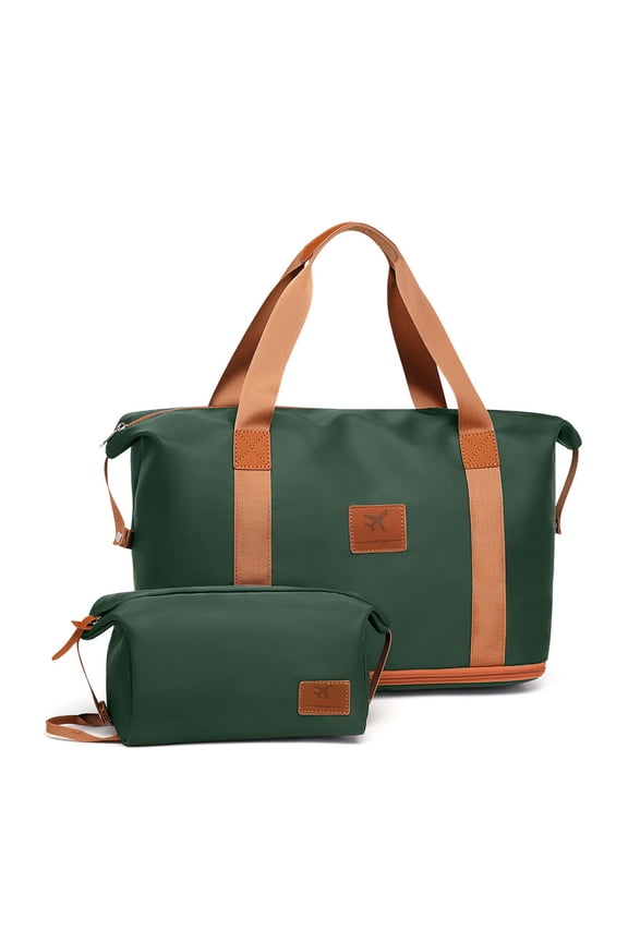 2 Piece Travel Duffel Bag Set Waterproof Carry-On Weekender Bag with Toiletry Bag, Lightweight Expandable Overnight Luggage for Women & Men