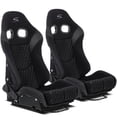 thumbnail image 2 of For Cars IKON MOTORSPORTS, Universal With Dual Sliders, Reclinable Blue & Black PU Carbon Leather With Hexagonal Quilting Sport Bucket Seats, 1 Pair Driver Passenger Side, - Canada Racing Seats 2 of 12