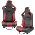 thumbnail image 1 of 2 Pieces Universal Reclinable Racing Seats with Bottom Mount Sliders , Black+Red, 1 of 6