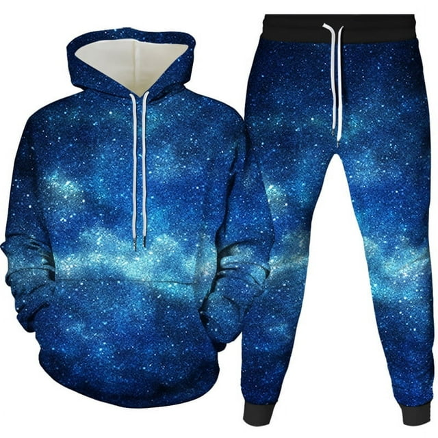 2 Pieces Universe Nebula Hoodie Tracksuit Novelty Outfit Long Sleeve ...