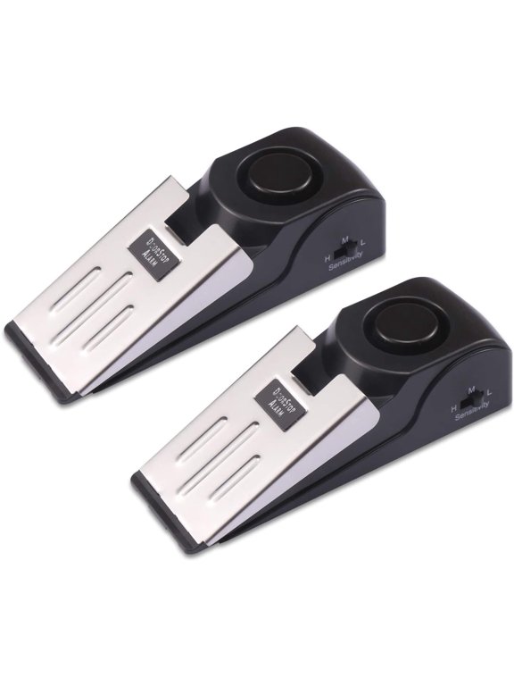 2PCS Wedge Door Stop Alarm with 120 dB Siren – Portable Security Door Stopper with Adjustable Sensitivity for Home, Travel, Office, Dorm