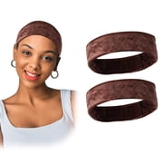 2 Pieces Velvet Wig Grip Band, Adjustable Non-Slip Wig Accessory for Women, Comfortable Brown Hair Band for Secure Fit, Protects Hairline & Prevents Slipping