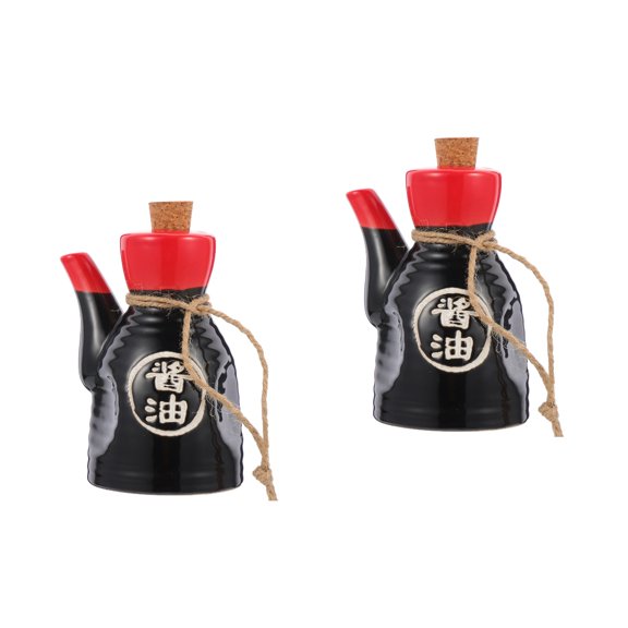 KAKOWELY Japanese Style Soy Sauce Container Ceramic 2Pcs 7X5.1In