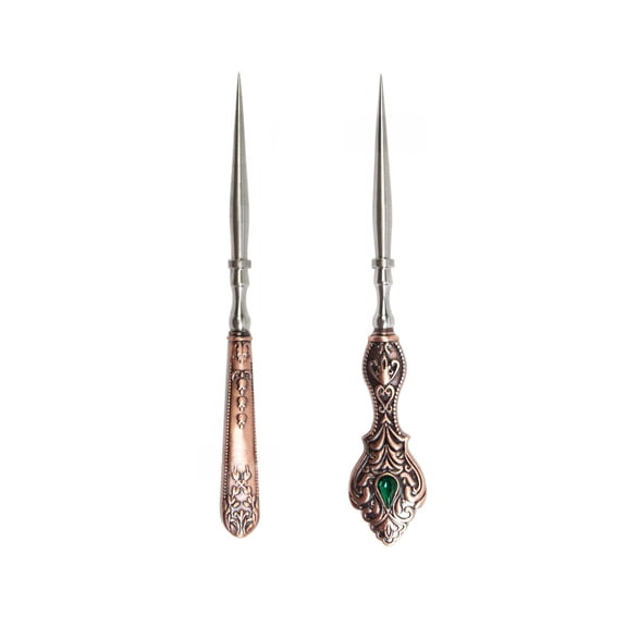 2 Pieces Vintage Sewing Awls Metal Stitching Awl Tailors Awl Tools for Leather Work Hand Stitching Sewing