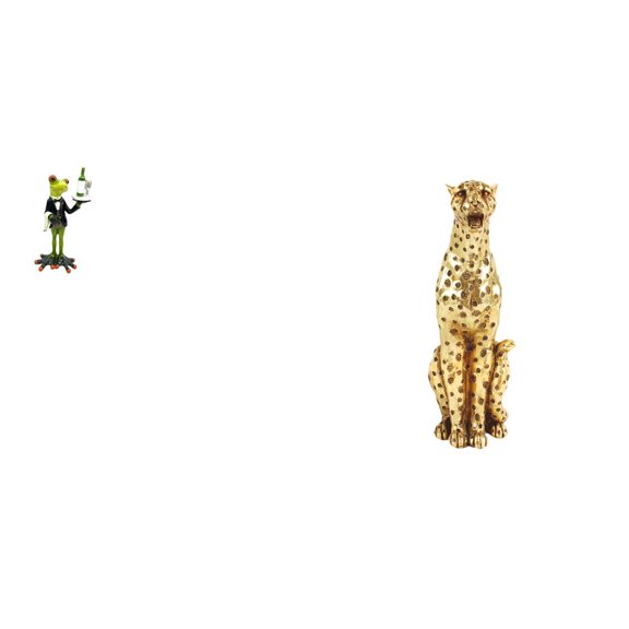2 Pieces Waiter Frog Statue Gold Cheetah Figurine Resin Artistic Centerpiece for Office Desk Home Decoration Gift