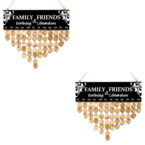 2 Pieces Wall Calendar Reminder Family Birthday Board Personalized