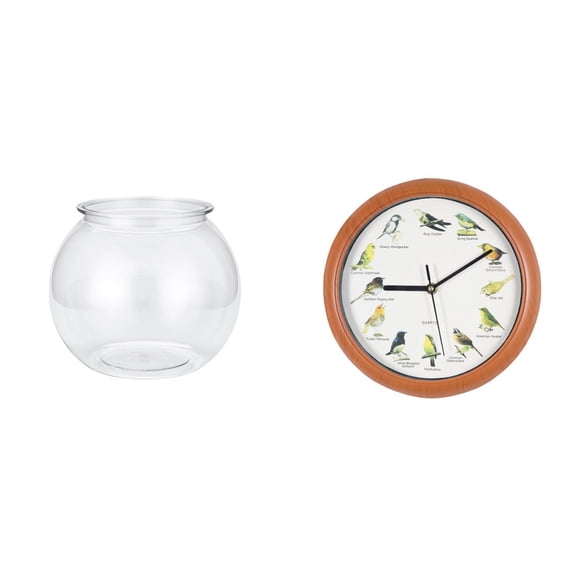 2 Pieces Wall Clock Fish Tank Set Singing with 12 Songs for Home Kitchen Living Room Wall Decoration for Kids