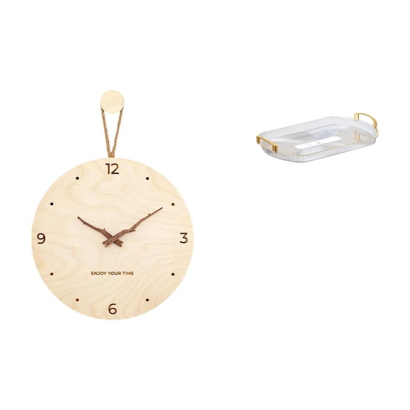 2 Pieces Wall Clock Rectangle Storage Tray Multifunction Organizer Sturdy Material Kitchen Home Office