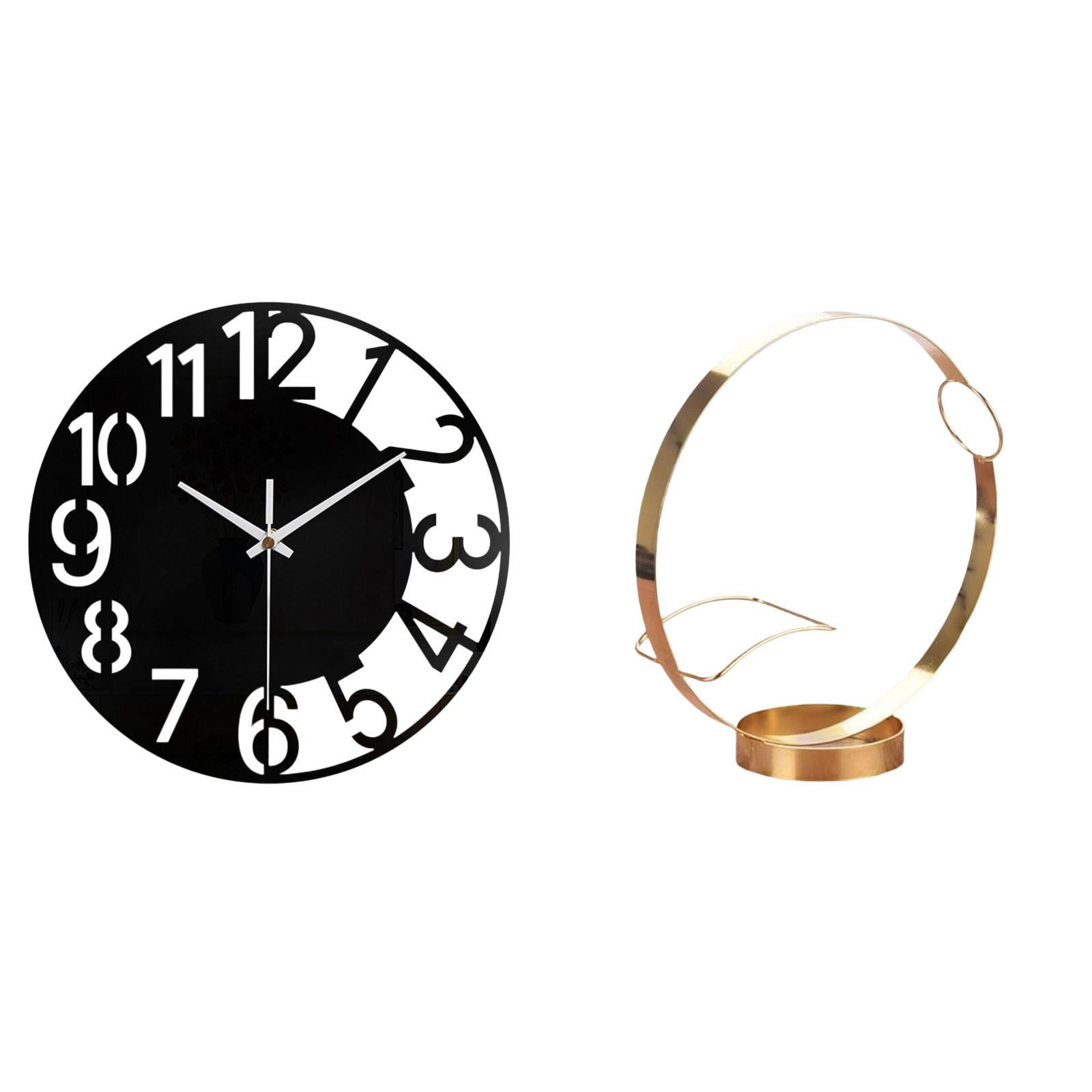 2 Pieces Wall Clock Wine Rack Decor Set Silent Modern Iron and Acrylic ...